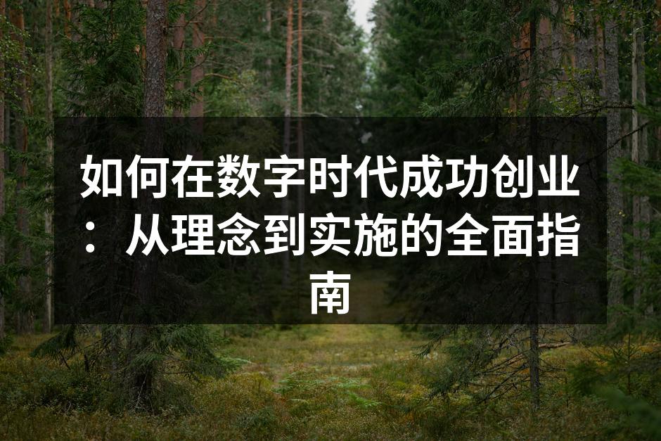 如何在数字时代成功创业：从理念到实施的全面指南