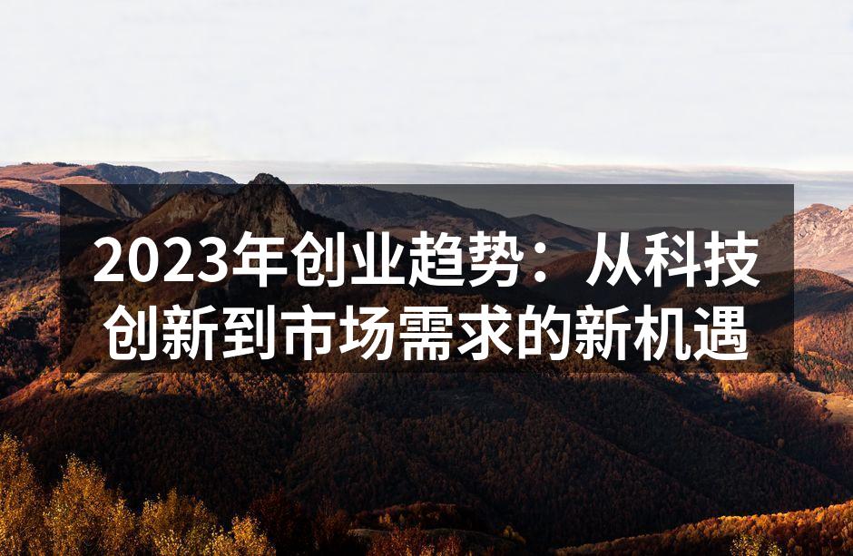 2023年创业趋势：从科技创新到市场需求的新机遇